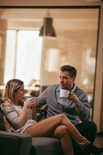 istock Beautiful couple having coffee 1081522024