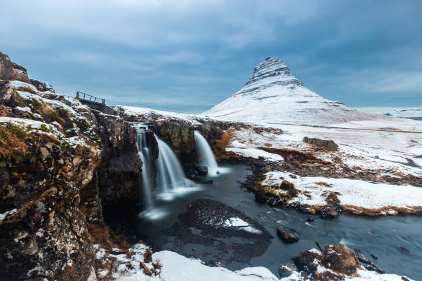 Kirkjufell mountain in winter season , Iceland Kirkjufell mountain in winter season , Iceland kirkjufell stock pictures, royalty-free photos & images