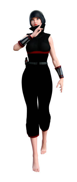 istock 3D illustration female ninja on white 1081534612