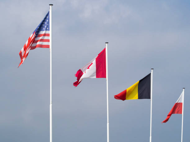 istock Flags at Omaha Beach, France 1081556482