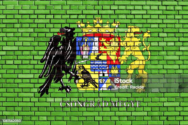 Flag Of Csongrad County Painted On Brick Wall Stock Photo - Download Image Now - Abstract, Architecture, Art