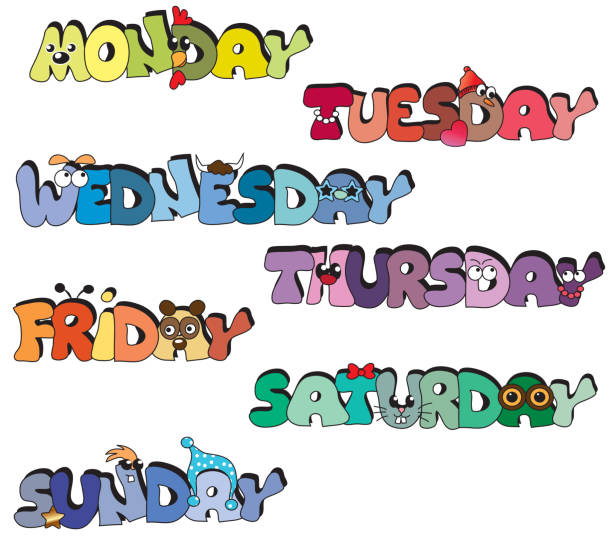 days of week illustration of days of week written friday stock illustrations