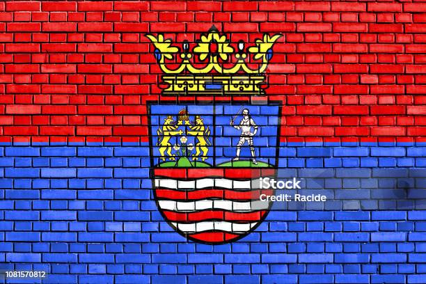 Flag Of Gyormosonsopron County Painted On Brick Wall Stock Photo - Download Image Now