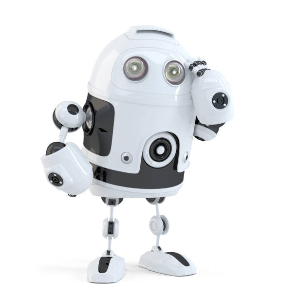 istock Thoughtful handsome robot. Isolated. Contains clipping path 1081581164