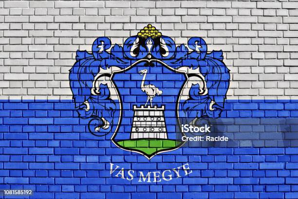 Flag Of Vas County Painted On Brick Wall Stock Photo - Download Image Now - Abstract, Architecture, Art