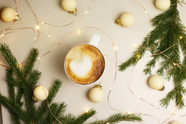 istock Cup of coffee on a decorated table 1081588372