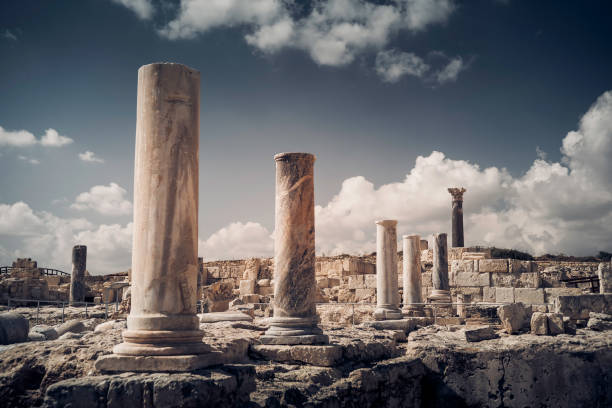 Pillars and ruins at Kourion archaeological site. Limassol District, Cyprus.
