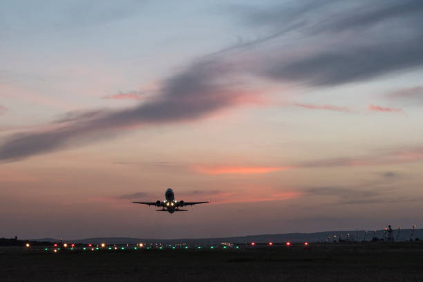 istock Take-off plane in the evening from the airport. 1081590734