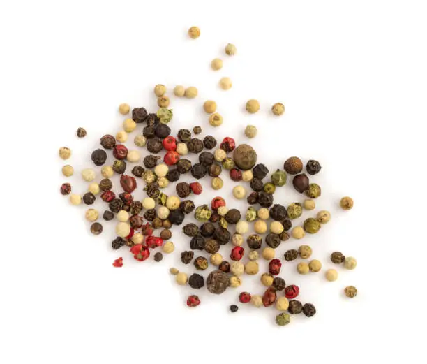 Dry pepper mix isolated on white background