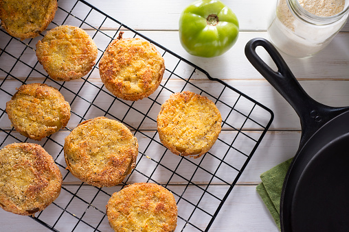 Fried Green Tomatoes on a Cooling Rack