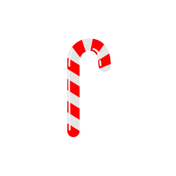 Vector candy cane icon Candy cane icon in flat style. Vector illustration isolated on white background walking stick stock illustrations