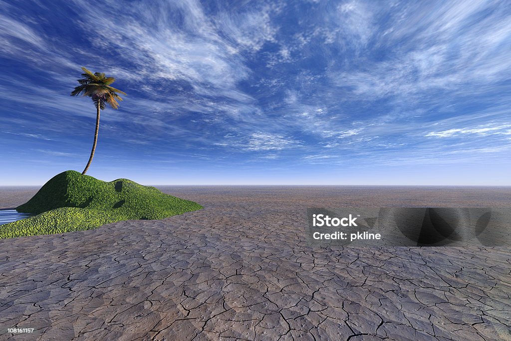 palm tree isola a secco deserto - Foto stock royalty-free di Oasi