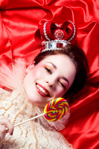 Beautiful Happy Young woman in red