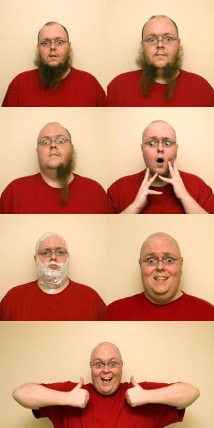 istock Serious of Man Gradually Shaving Off Hair and Beard 108161561