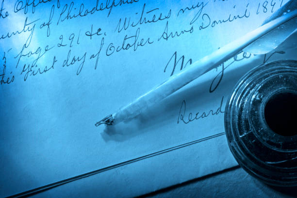 istock Antique Feather Quill, Inkwell and Letter 108161577