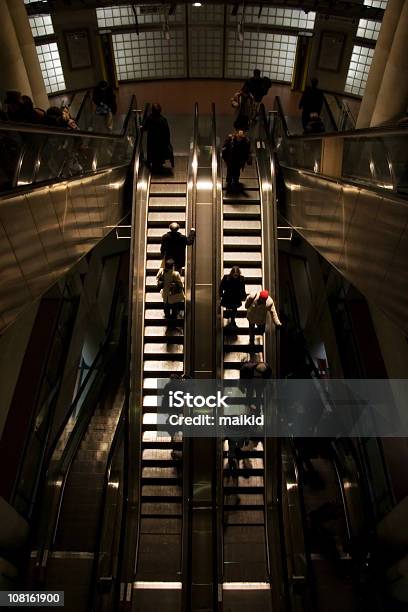 Escalators Stock Photo - Download Image Now - Escalator, High Angle View, Rush Hour