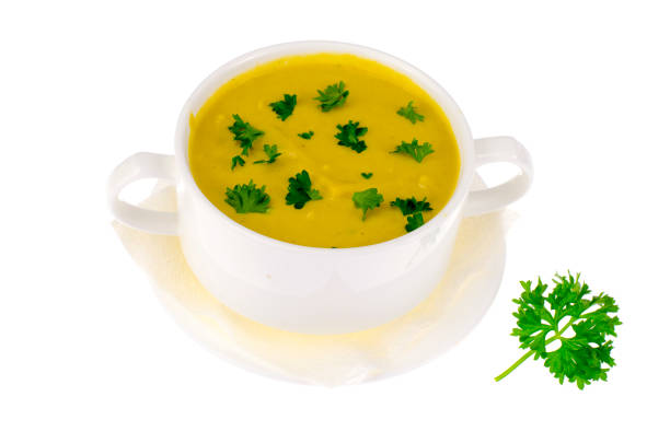 istock Vegetable soup puree, isolated on white background 1081619324