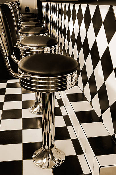 istock Bar Stools in Vintage Retro Diner, Toned 108162416