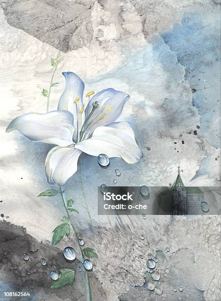 Art Lily Drops Castle Stock Illustration - Download Image Now - Flower, Watercolor Painting, Painting - Art Product