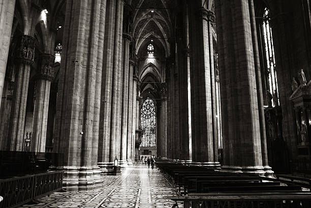 istock Interior Gothic Style Cathedral of Milan, Black and White 108162843