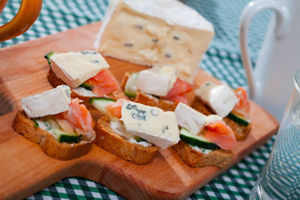 istock Canapes with salmon and cambozola 1081629890