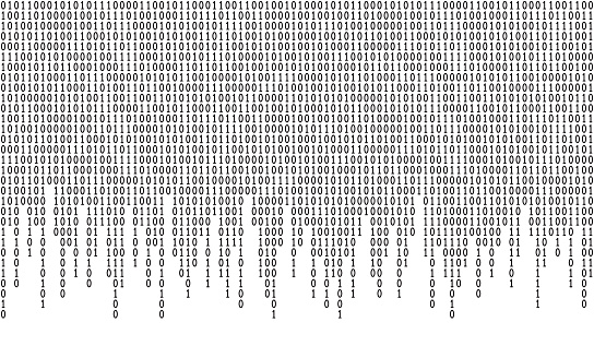Binary code seamless pattern. Computer background with 1 and 0 numbers. Data and technology. Black and white vector illustration.
