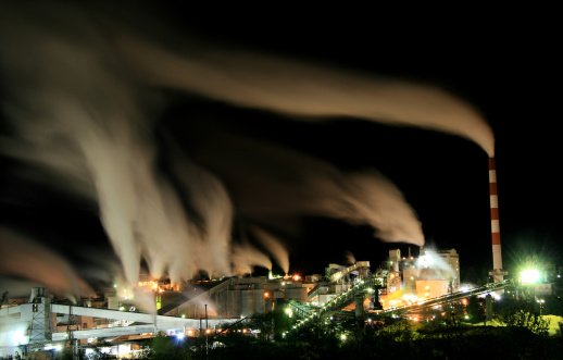 Smoke emissions from the chimney of an industrial plant