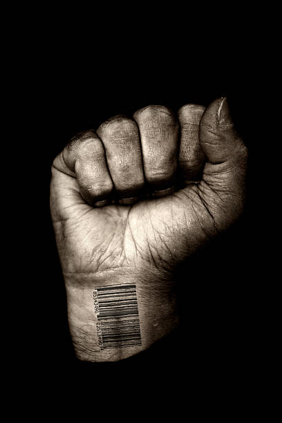 istock Clenched Fist with Barcode on Wrist, Toned 108163400