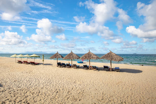An Bang Beach The popular area of An Bang beach near Hoi An in Vietnam hoi an stock pictures, royalty-free photos & images