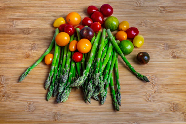 Asparagus sprouts and cherry tomatoes