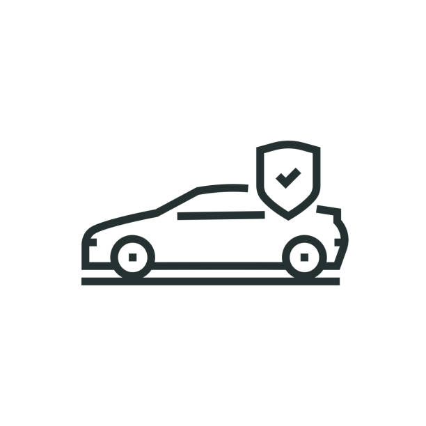 значок линии страхования автомобилей - insurance symbol computer icon car stock illustrations