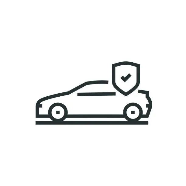 Vector illustration of Car Insurance Line Icon