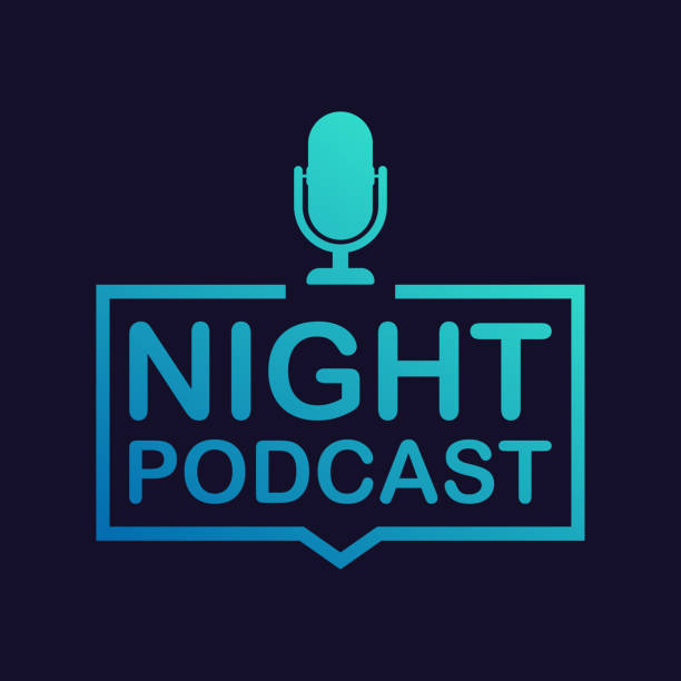 Night Podcast icon, vector symbol in flat isometric style isolated on color background. Vector illustration. Night Podcast icon, vector symbol in flat isometric style isolated on color background. Vector stock illustration. radio logo stock illustrations
