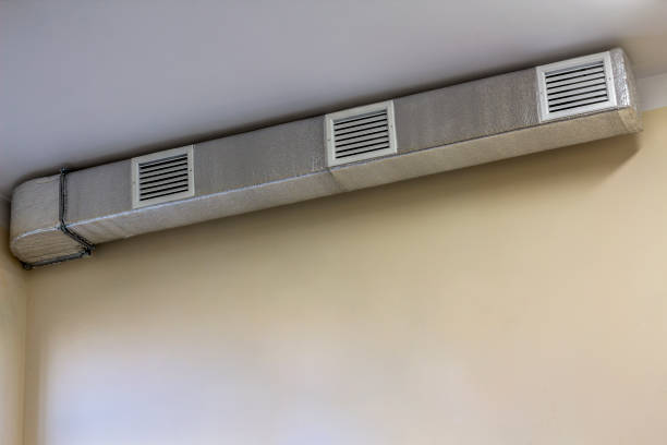 istock Industrial air duct ventilation equipment and pipe systems installed on industrial building ceiling. 1081655966