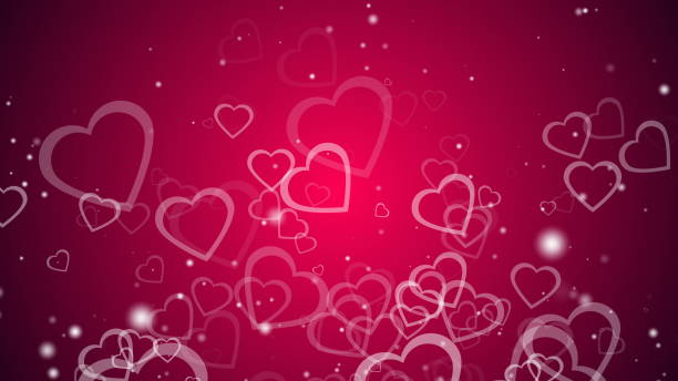 Abstract background with many hearts, 3d render computer generated backdrop for Valentine day stock photo