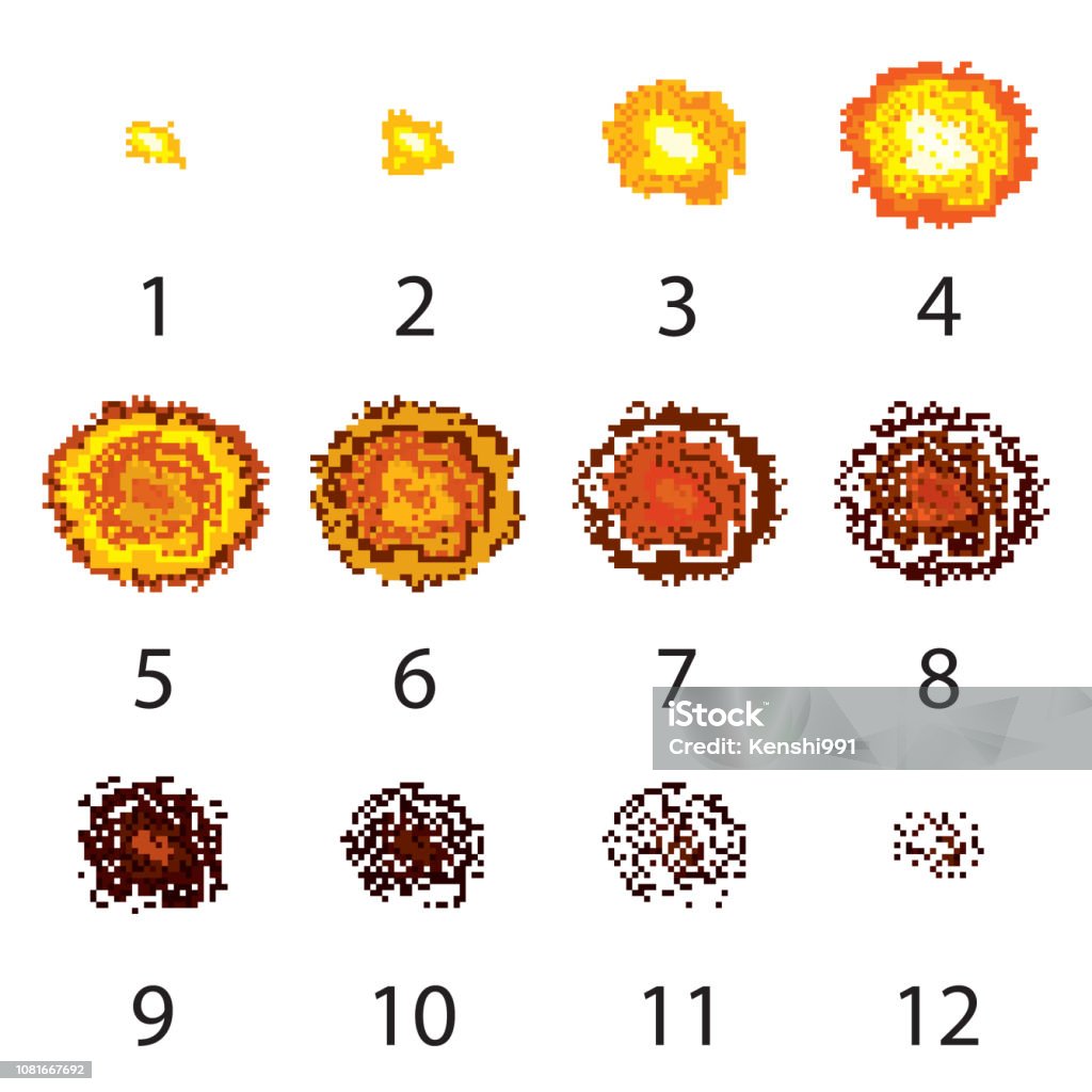 Pixel explosion frames set. Vector. Pixel explosion frames set. Vector. eps10. Pixelated stock vector