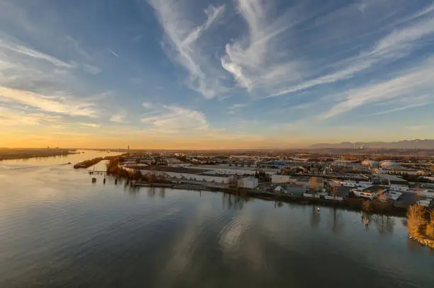 Photo of river and riverside at sunset