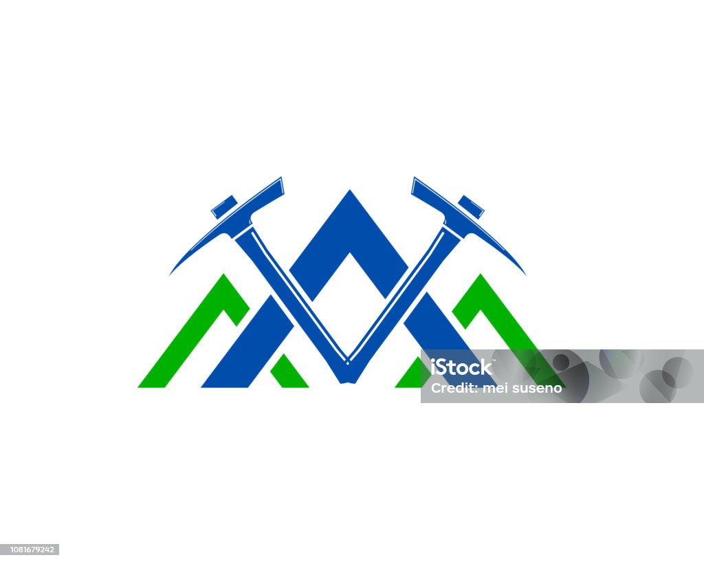 Mining Axe Design Mining Design Template Vector Illustration Stock Illustration ...