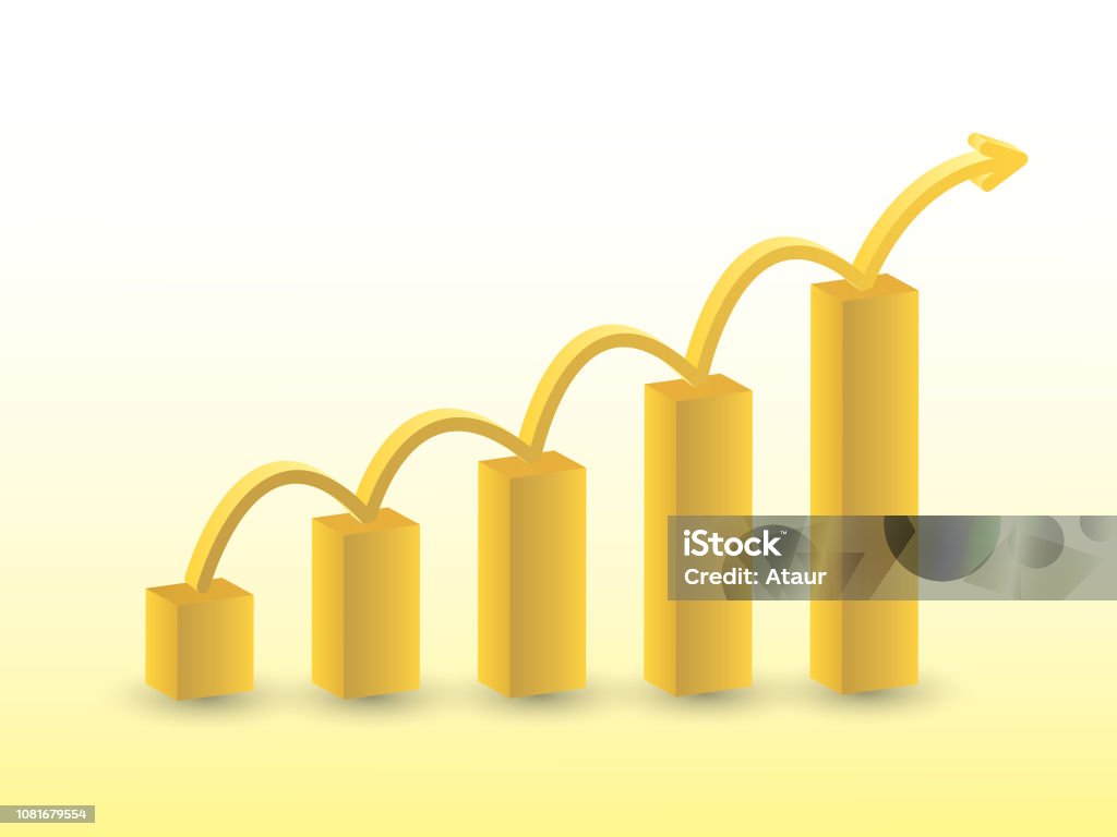 Growth Flow Graph Profit Growth Flow Using Bar Chart For Successful Company Vector ...
