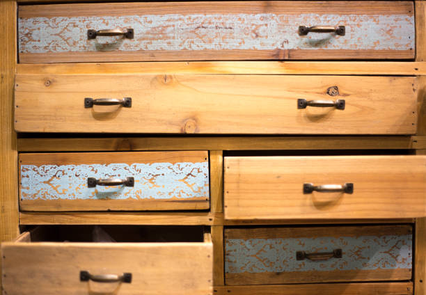 istock Somewhat Messy Wood Chest with Open/Closed Drawers 1081682980