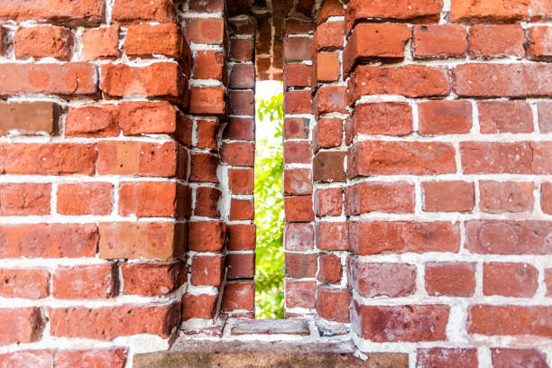 Key West, USA Brick abstract background fortress fort with window, corridor path to Martello Tower with nobody, architecture in Florida