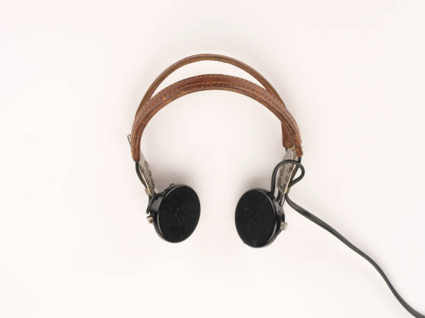 istock Retro headphones isolated on white 1081687852