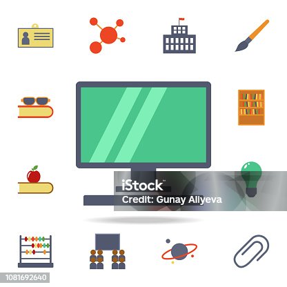 istock a computer colored icon. Detailed set of colored education icons. Premium graphic design. One of the collection icons for websites, web design, mobile app 1081692640