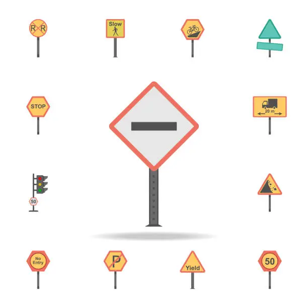 Vector illustration of Vehicular traffic colored icon. Detailed set of color road sign icons. Premium graphic design. One of the collection icons for websites, web design, mobile app