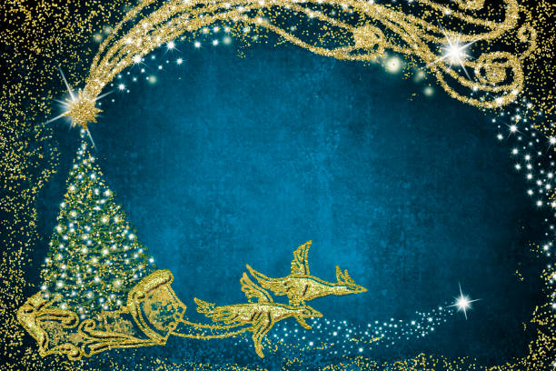 istock Christmas greeting card . Santa Claus sleigh , copy space. 1081706190