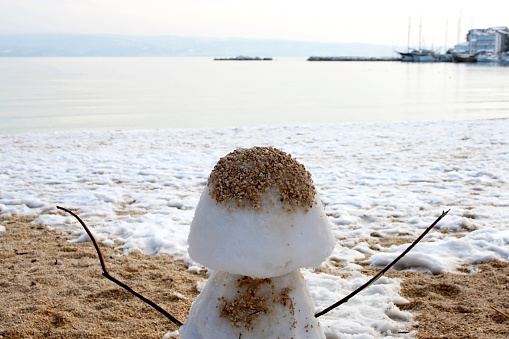 Snowman on a Beach