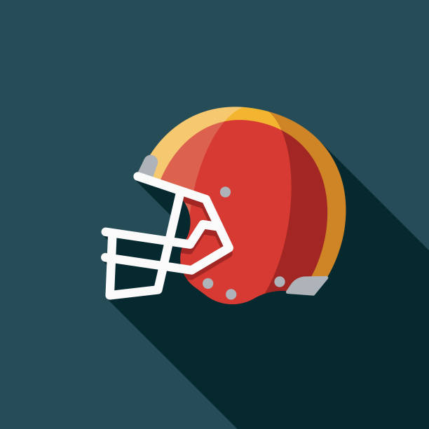 Helmet Flat Design Football Game Icon A flat design styled icon with a long side shadow. Color swatches are global so it’s easy to edit and change the colors. football helmet and ball stock illustrations