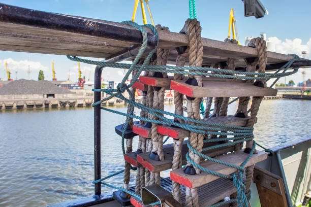 Rope-wood ladder on a sailing ship. Rope-wood ladder on a sailing ship. krusenstern stock pictures, royalty-free photos & images