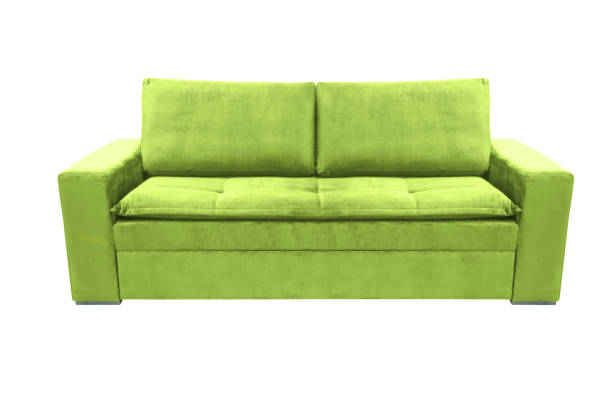istock Three seats cozy color fabric sofa isolated on white background 1081715410