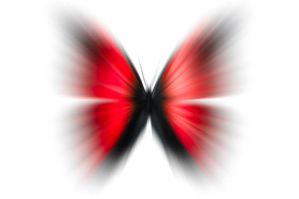 red butterfly with blurred wings. isolated on white background